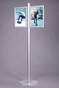 Stojak na plakaty SP016 służy do prezentacji plakatów reklamowych. Dwie ramy mogą być po obu stronach masztu co gwarantuje bardzo dużą powierzchnię ekspozycyjną lub jednostronnie jedna pod drugą. 